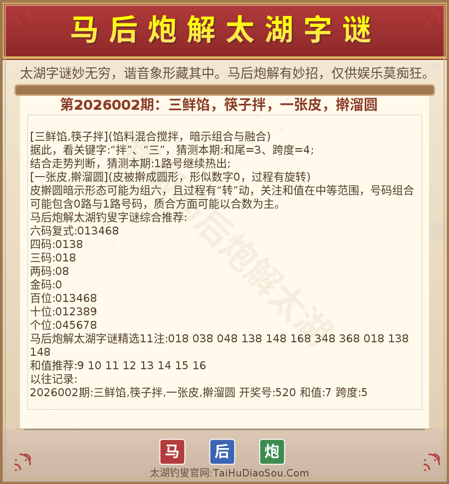 第2026012期太湖字谜图解