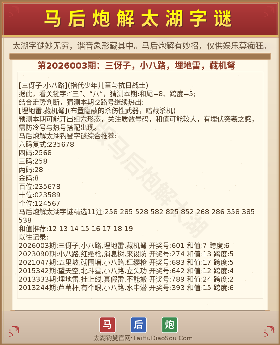 第2026012期太湖字谜图解