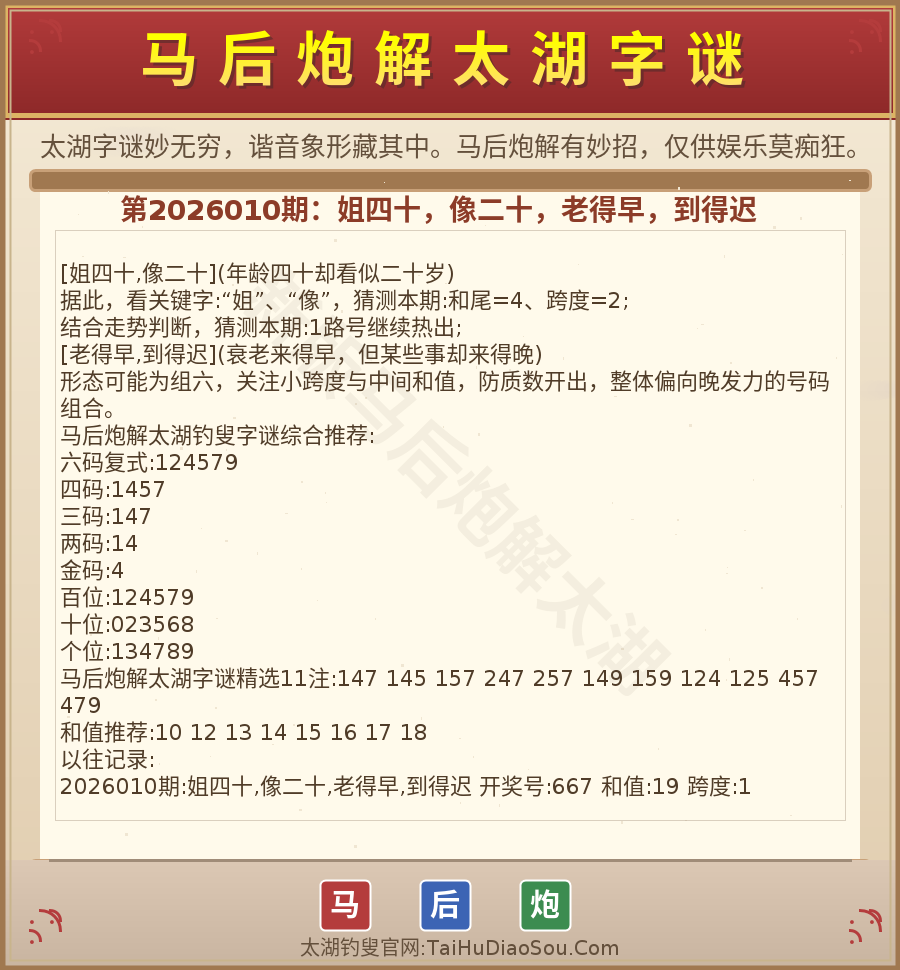 第2026012期太湖字谜图解