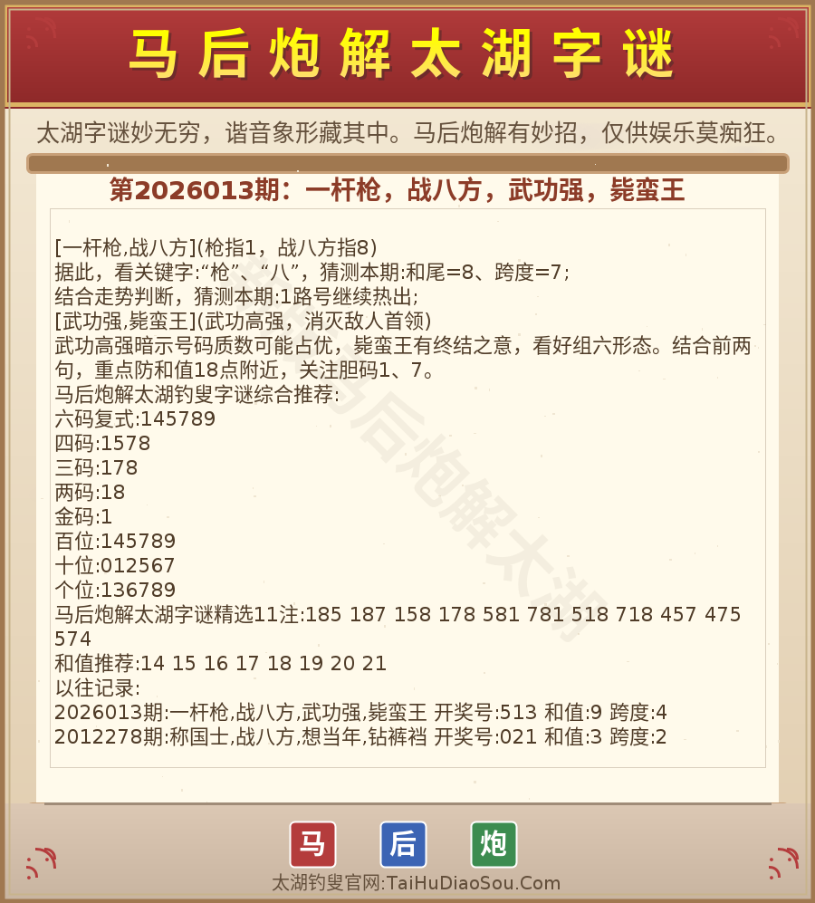 第2026012期太湖字谜图解