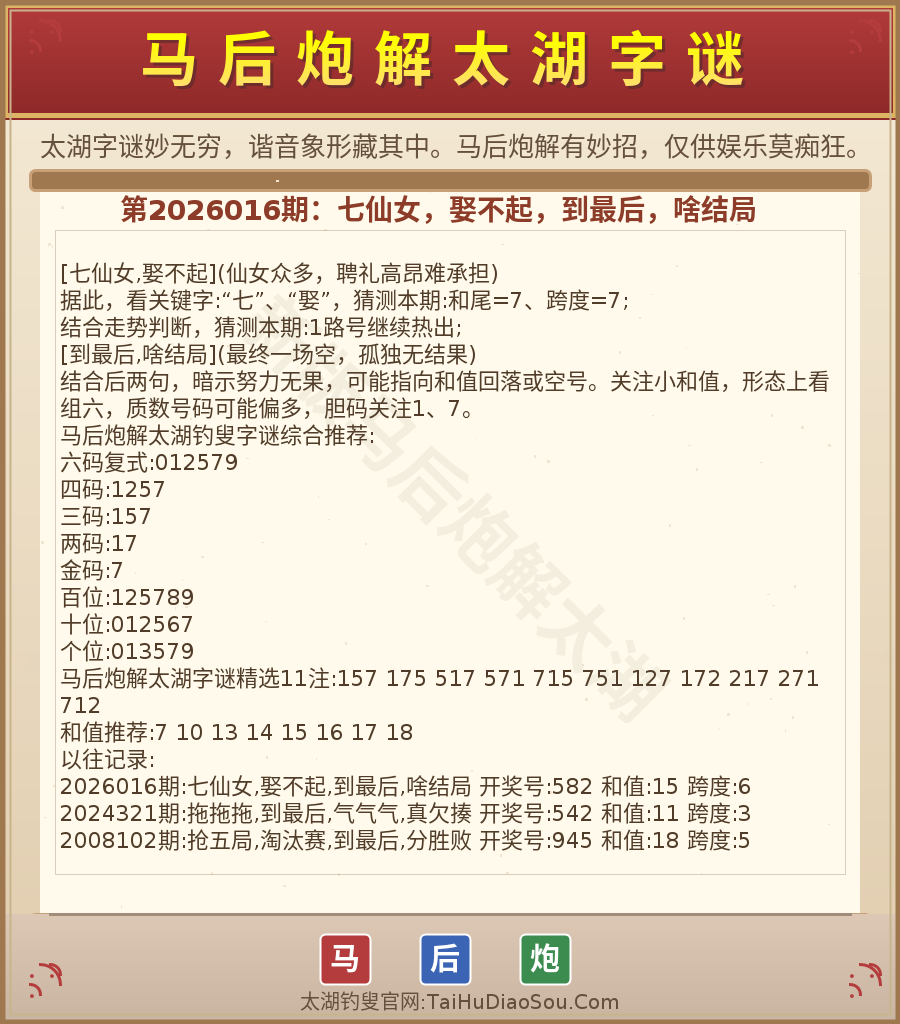 第2026012期太湖字谜图解