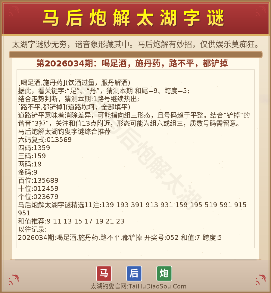 第2026012期太湖字谜图解