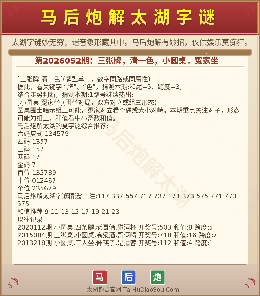 第2026012期太湖字谜图解