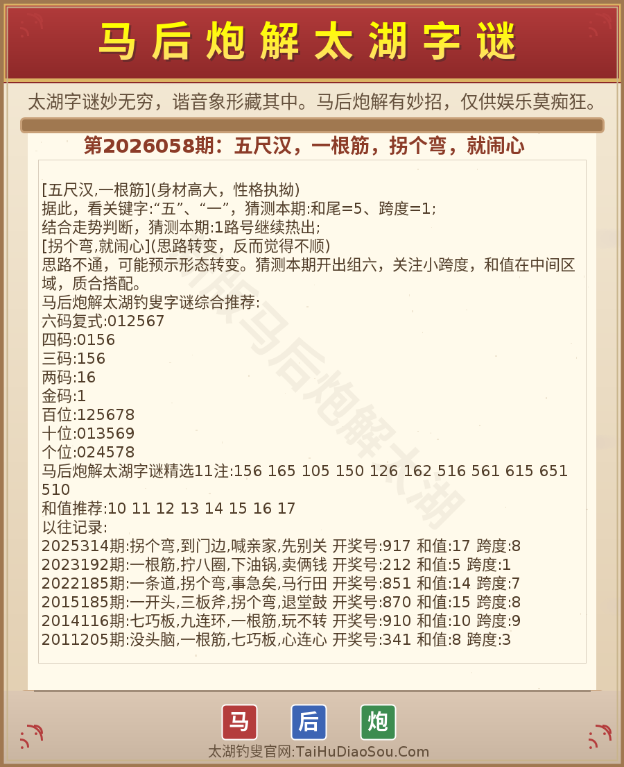 第2026012期太湖字谜图解