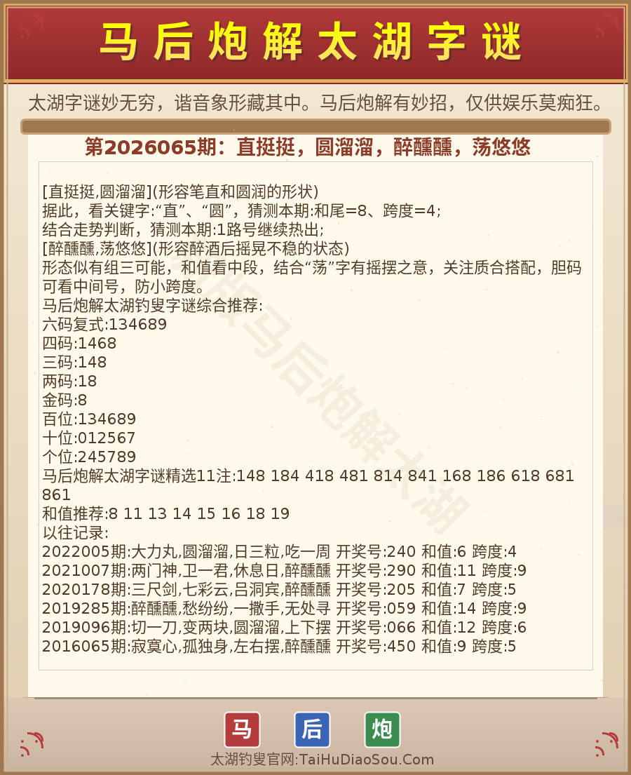 第2026012期太湖字谜图解