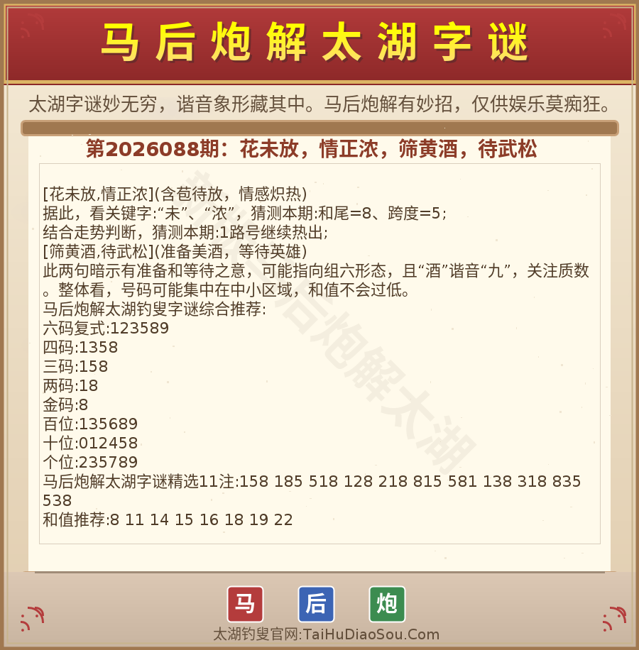 第2026012期太湖字谜图解