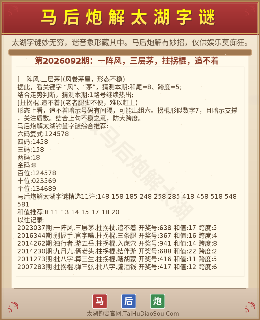 第2026012期太湖字谜图解