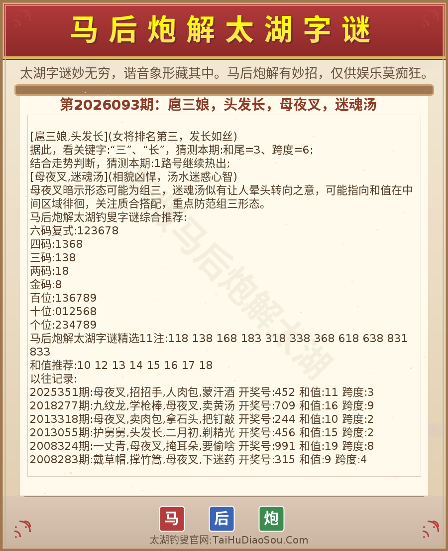 第2026012期太湖字谜图解