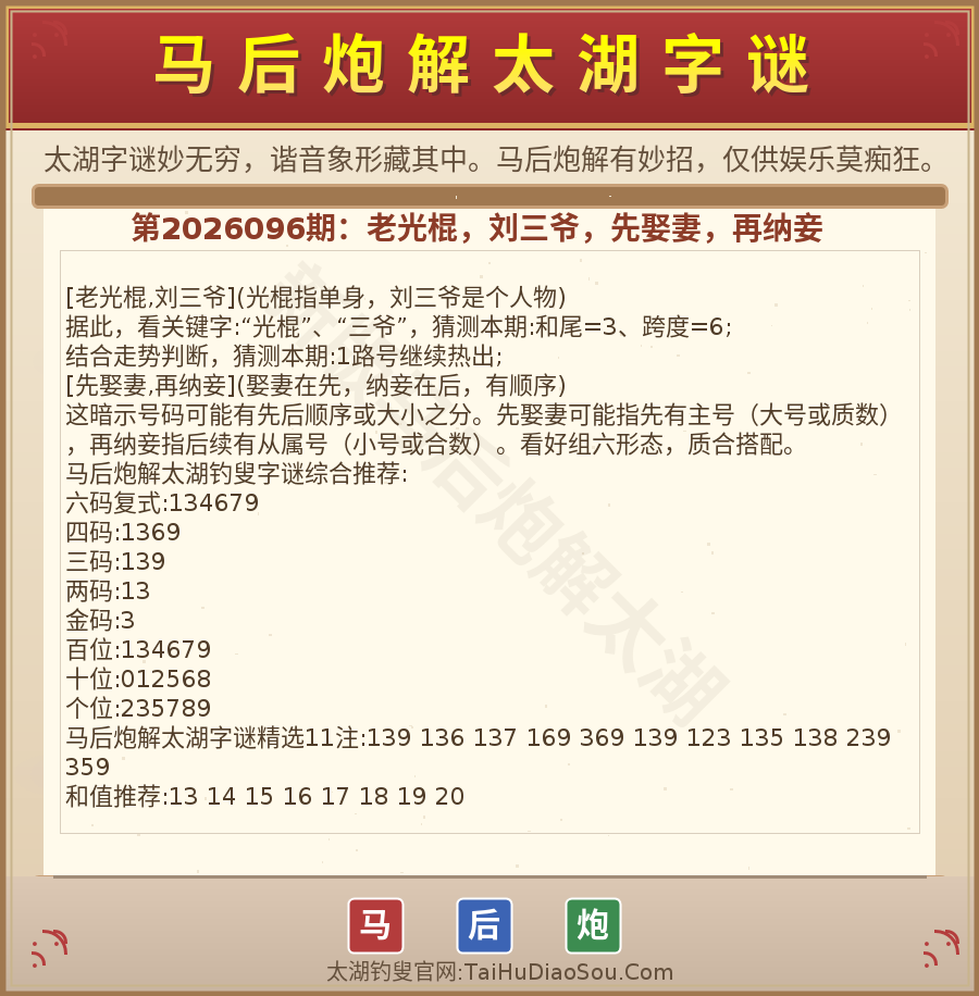 第2026012期太湖字谜图解