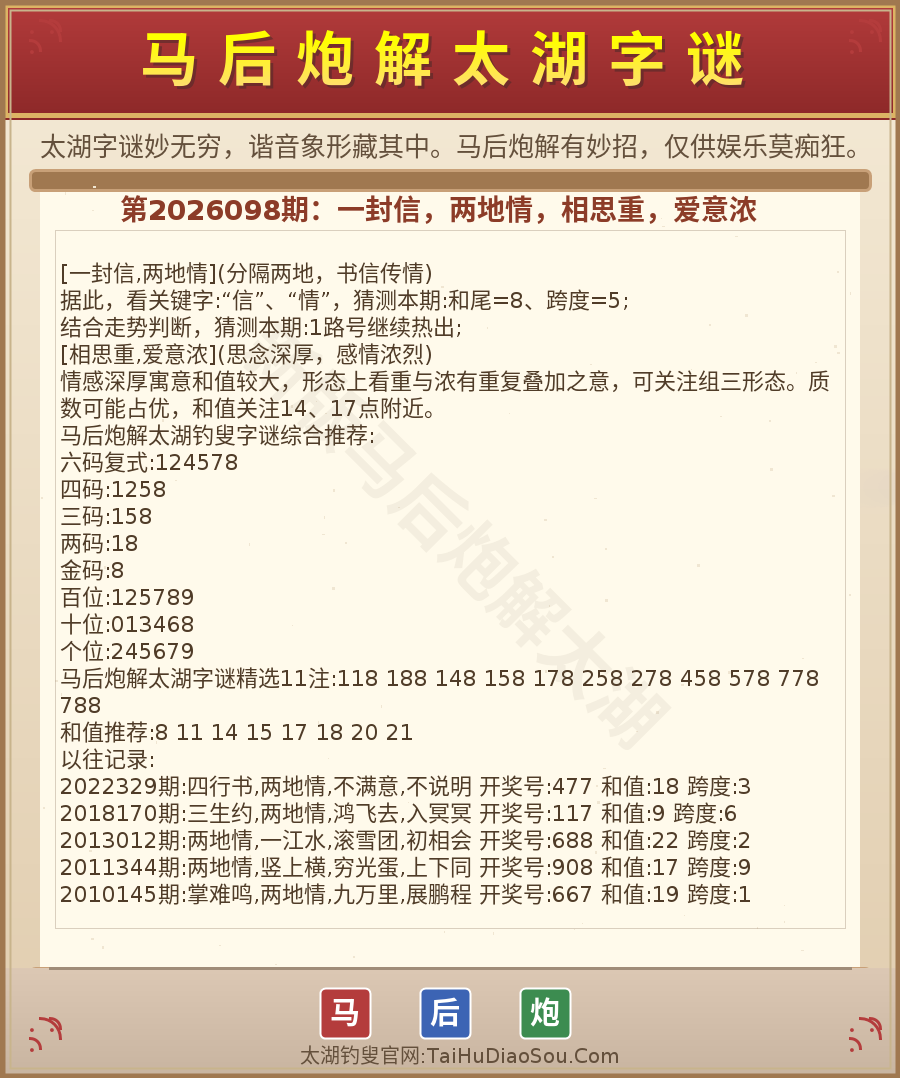 第2026012期太湖字谜图解
