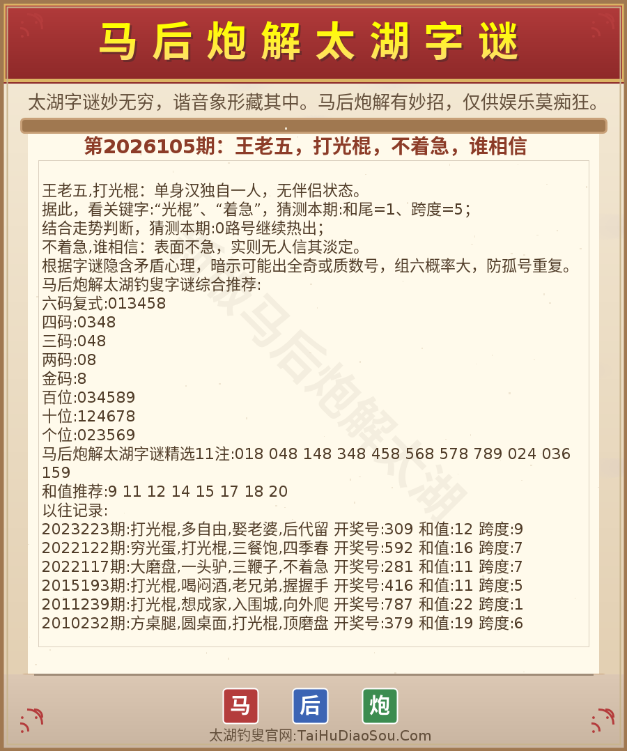 第2026012期太湖字谜图解