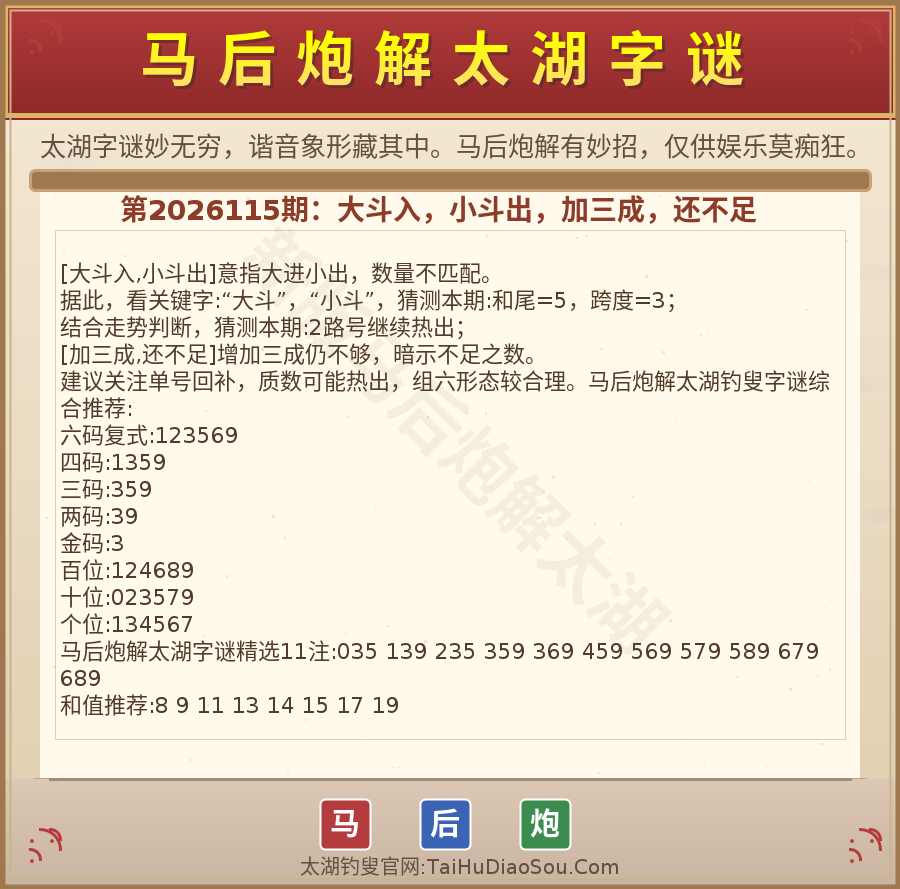 第2026012期太湖字谜图解