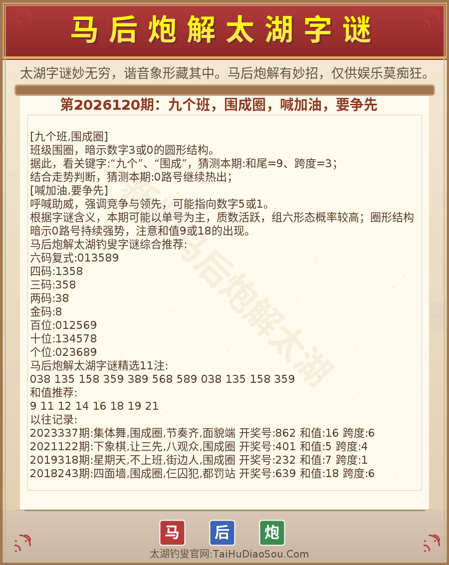 第2026012期太湖字谜图解