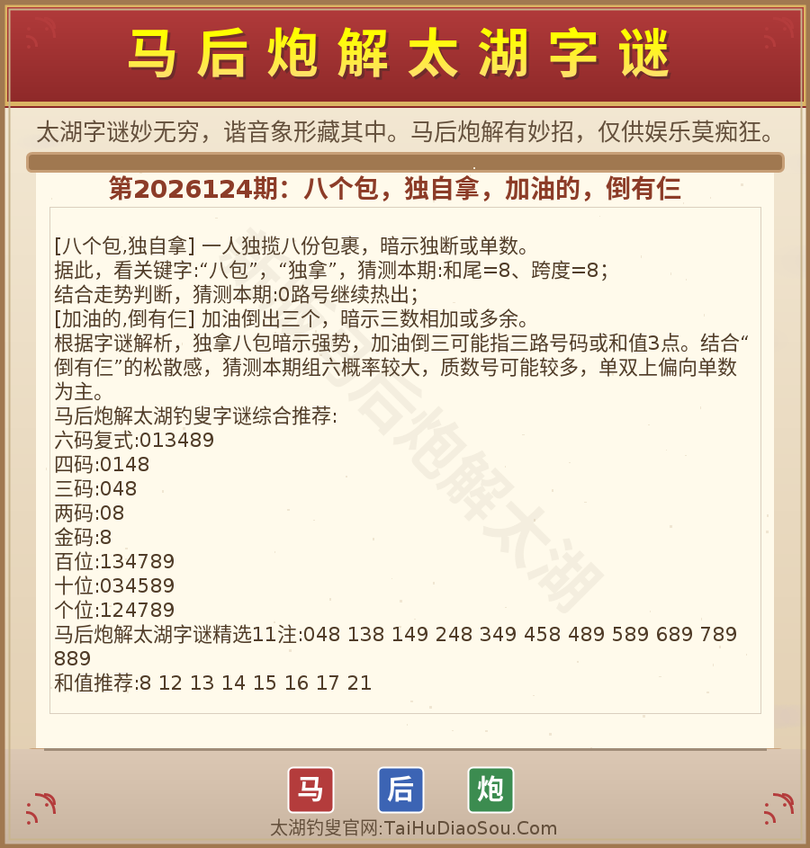 第2026012期太湖字谜图解