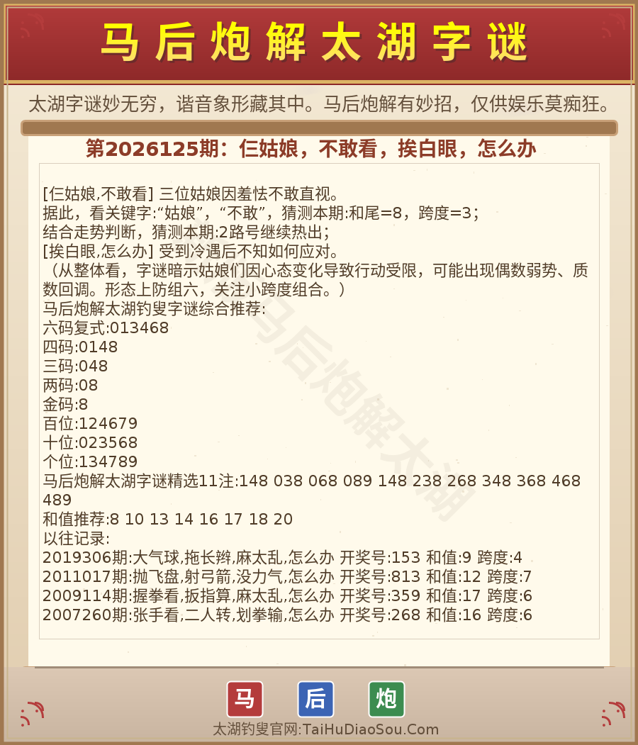 第2026012期太湖字谜图解