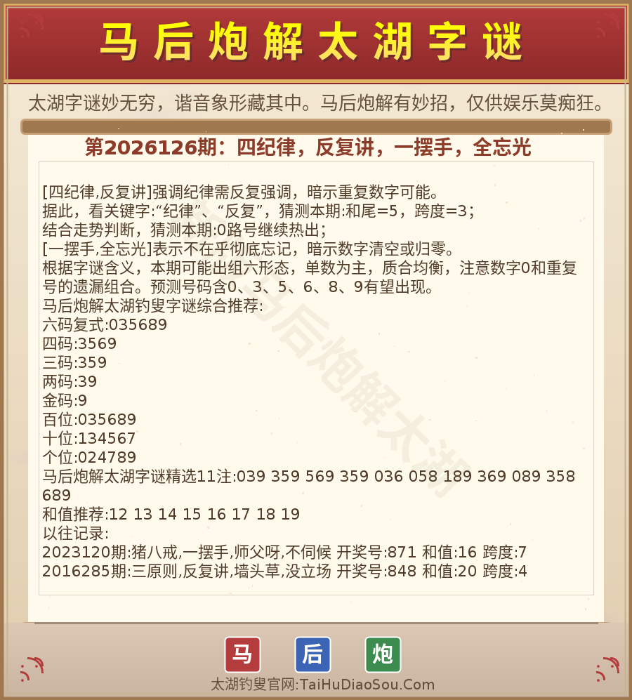 第2026012期太湖字谜图解