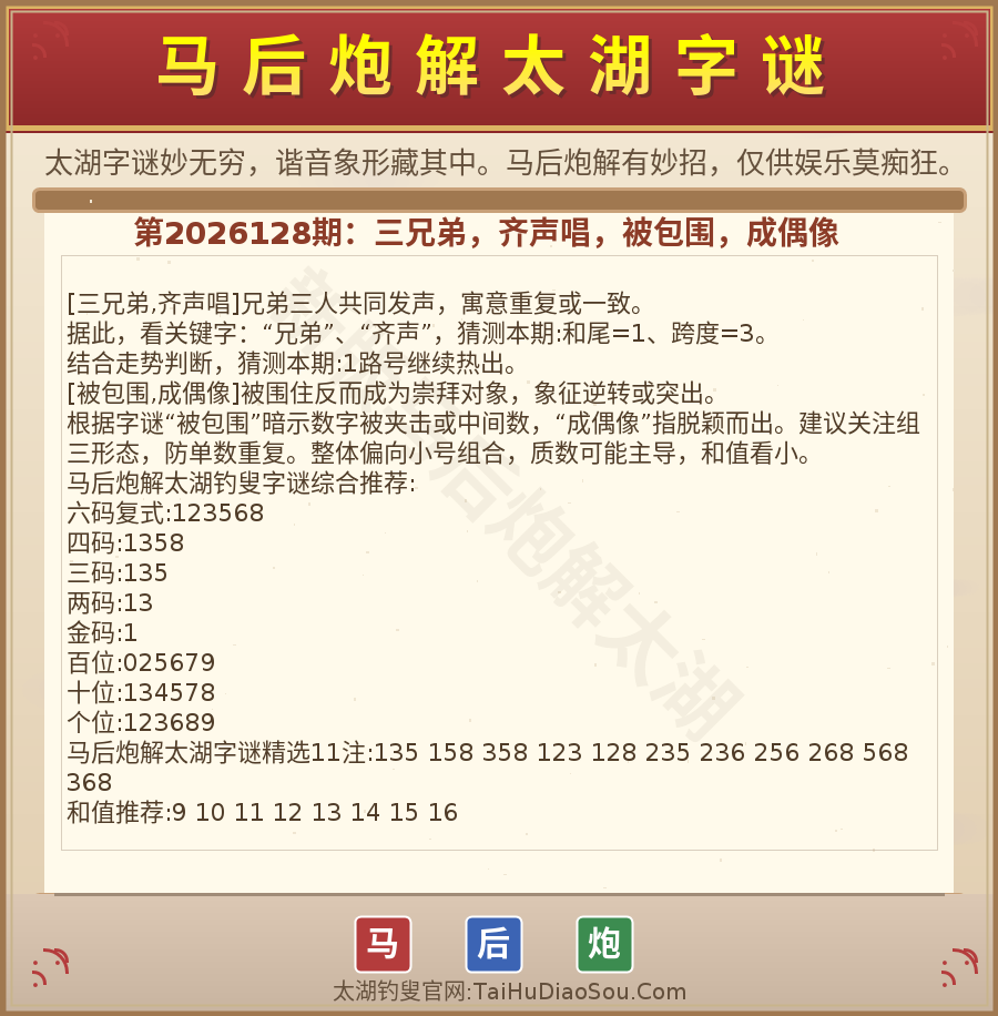第2026012期太湖字谜图解