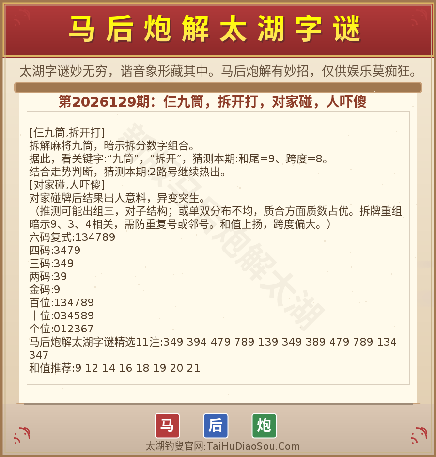 第2026012期太湖字谜图解