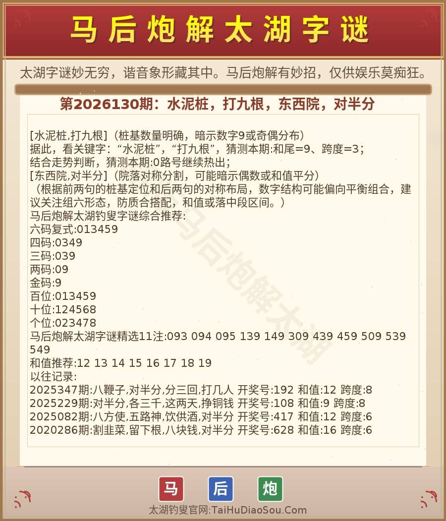 第2026012期太湖字谜图解