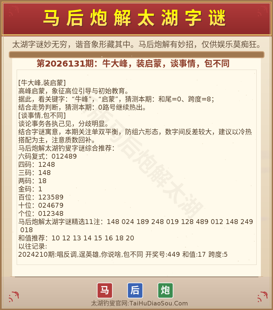 第2026012期太湖字谜图解