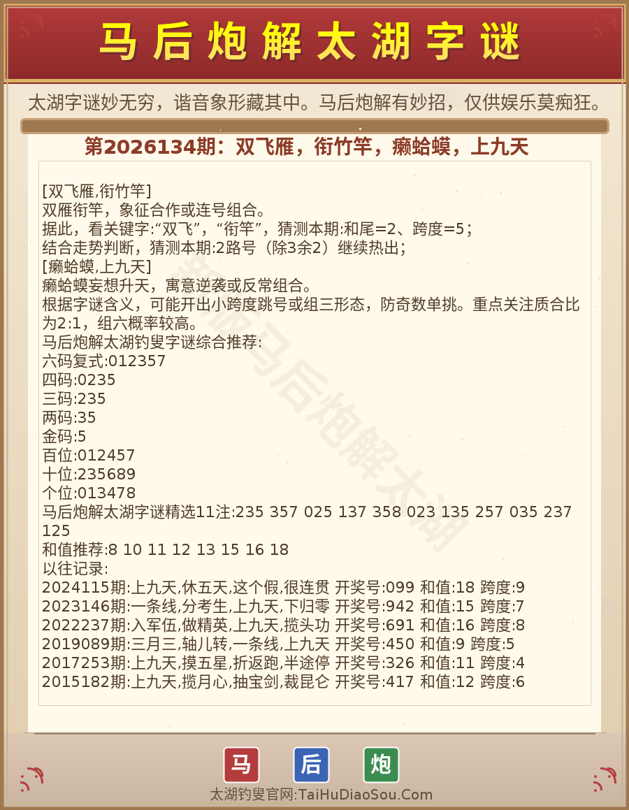 第2026012期太湖字谜图解