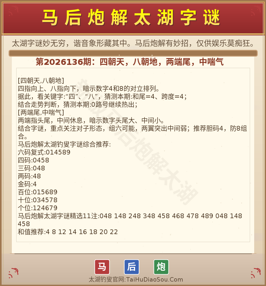 第2026012期太湖字谜图解