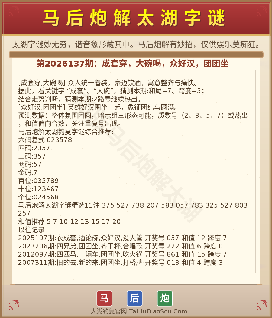 第2026012期太湖字谜图解