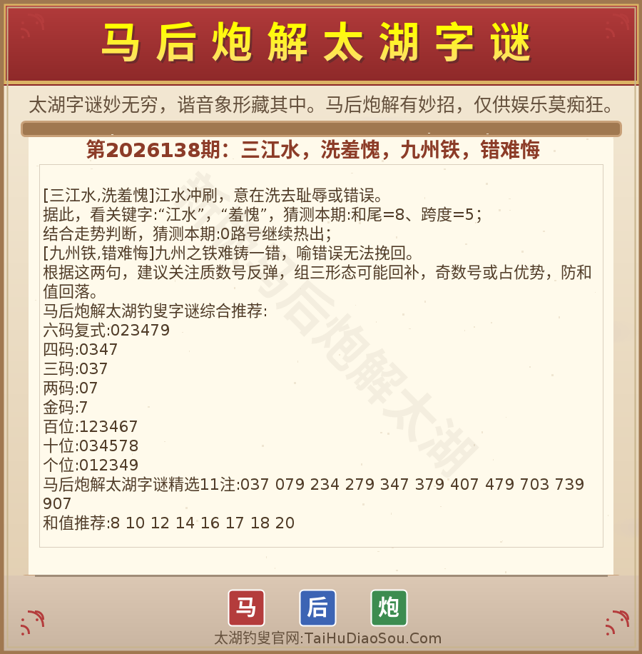 第2026012期太湖字谜图解
