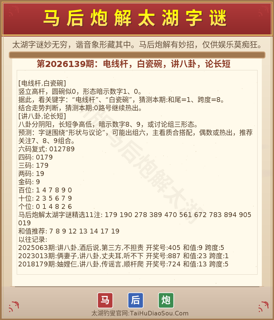 第2026012期太湖字谜图解