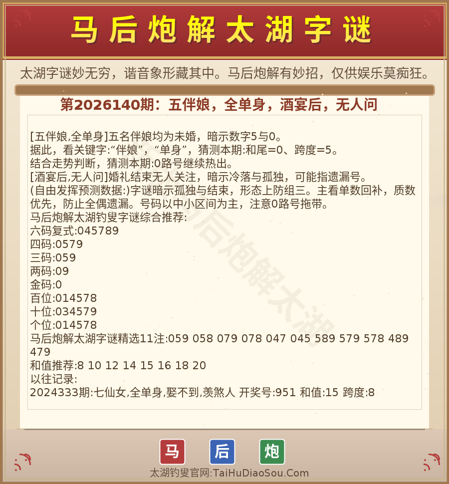 第2026012期太湖字谜图解