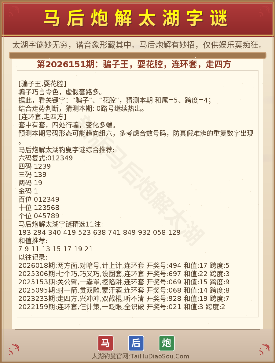 第2026012期太湖字谜图解