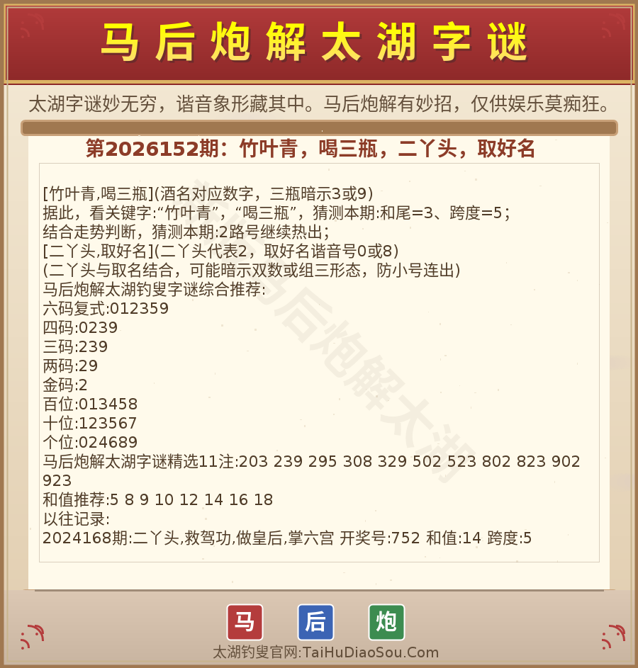 第2026012期太湖字谜图解