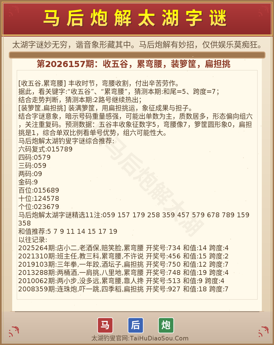 第2026012期太湖字谜图解