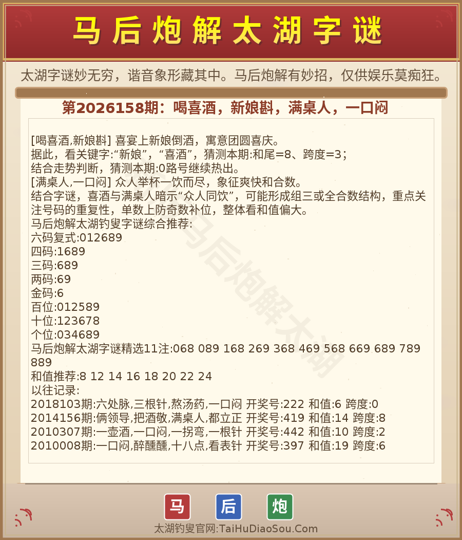 第2026012期太湖字谜图解