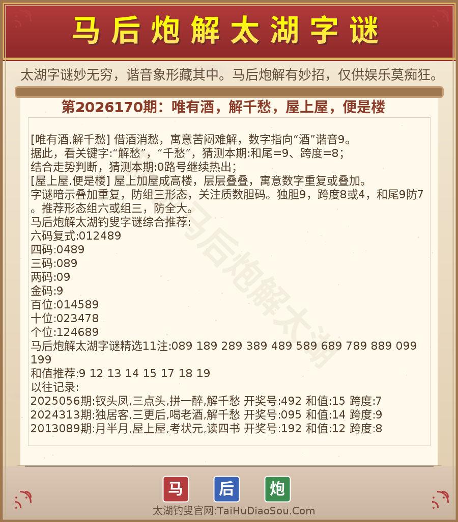第2026012期太湖字谜图解