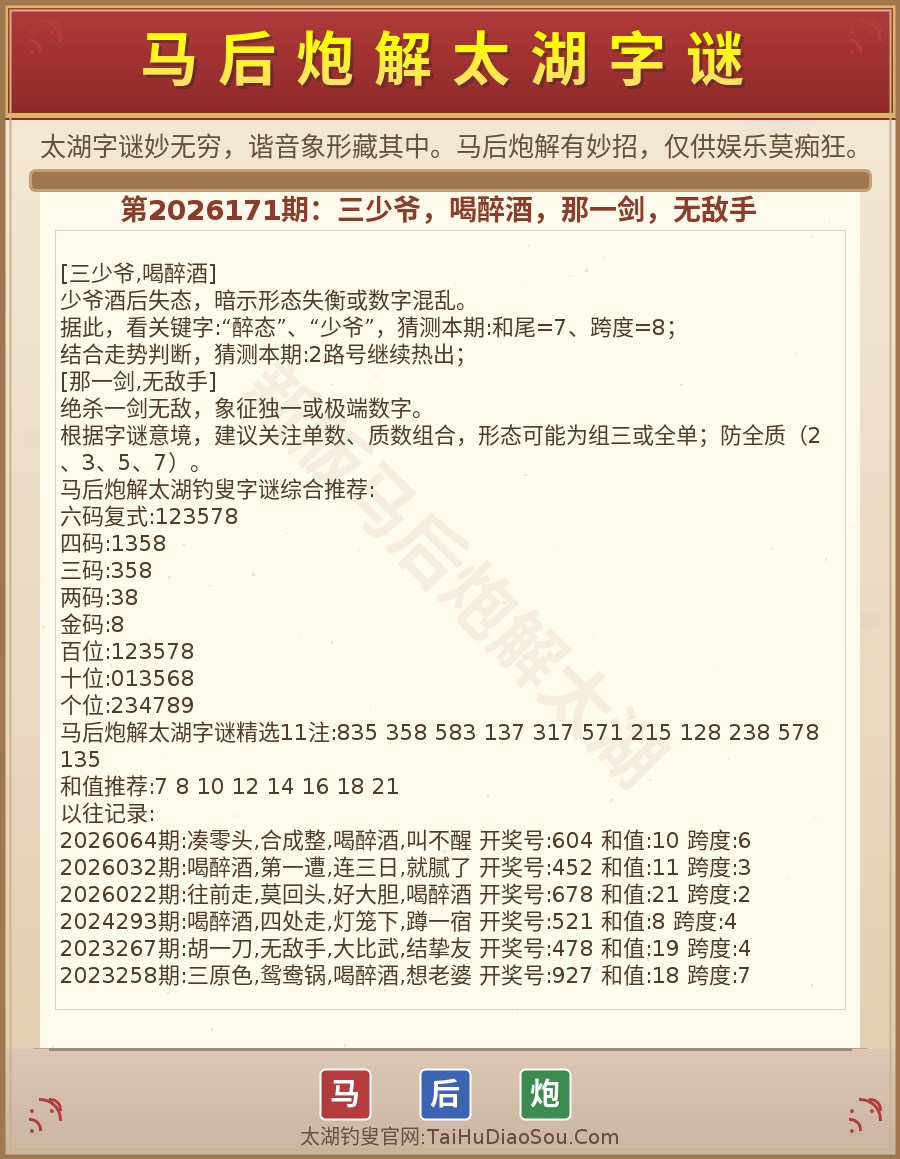第2026012期太湖字谜图解