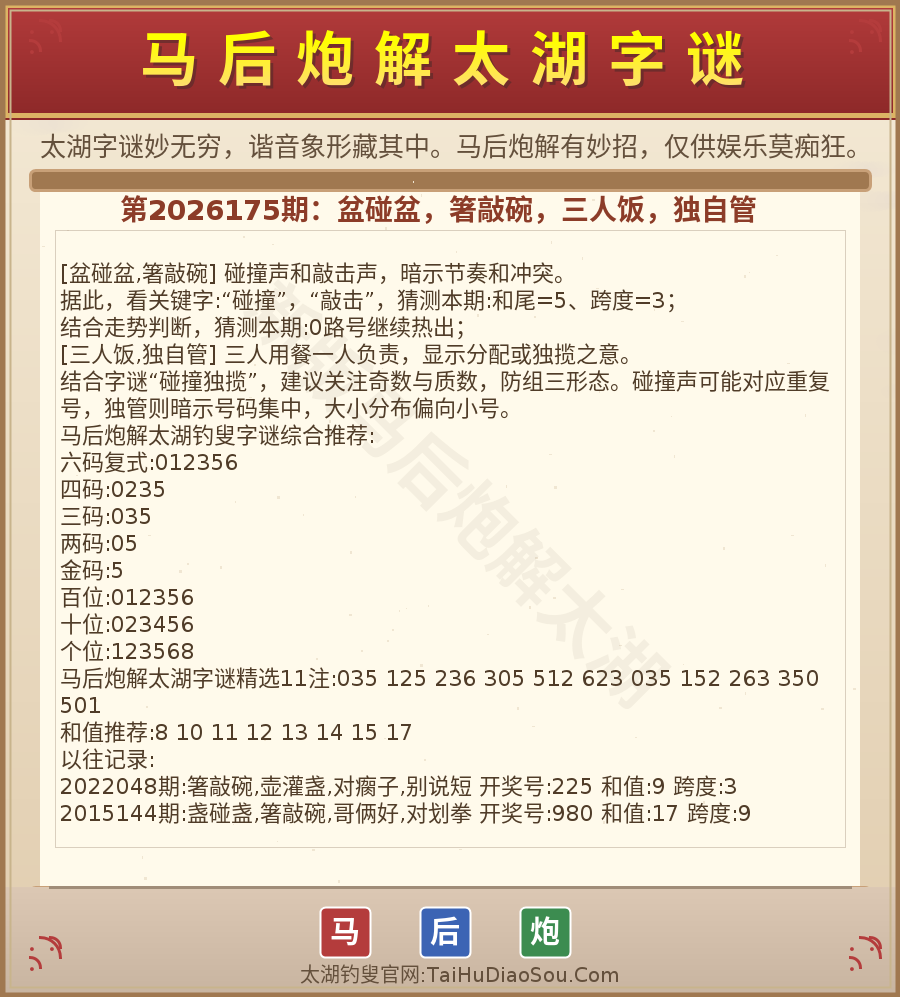 第2026012期太湖字谜图解