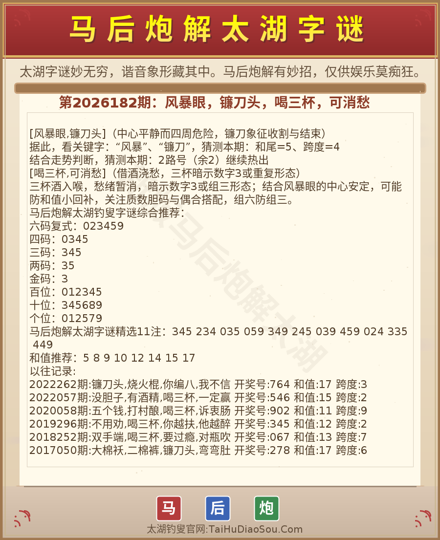 第2026012期太湖字谜图解