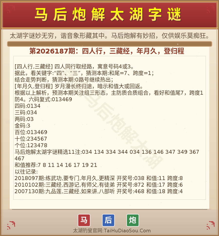 第2026012期太湖字谜图解