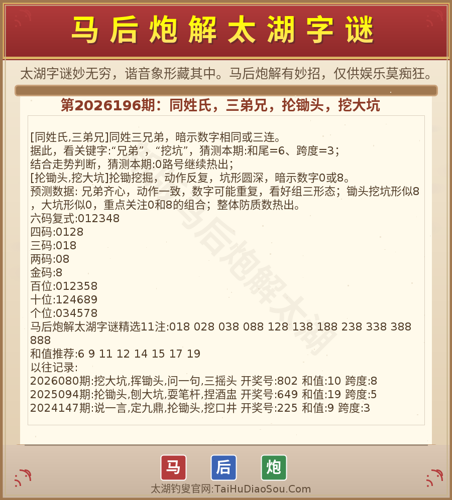 第2026012期太湖字谜图解