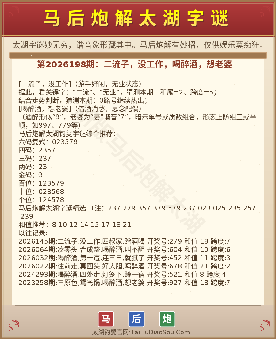 第2026012期太湖字谜图解