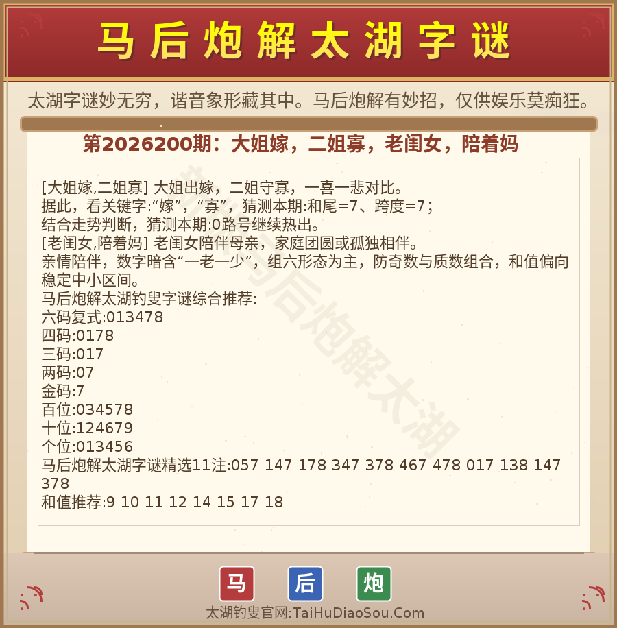 第2026012期太湖字谜图解