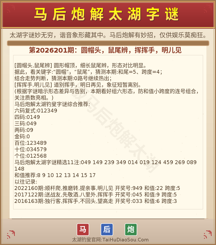第2026012期太湖字谜图解
