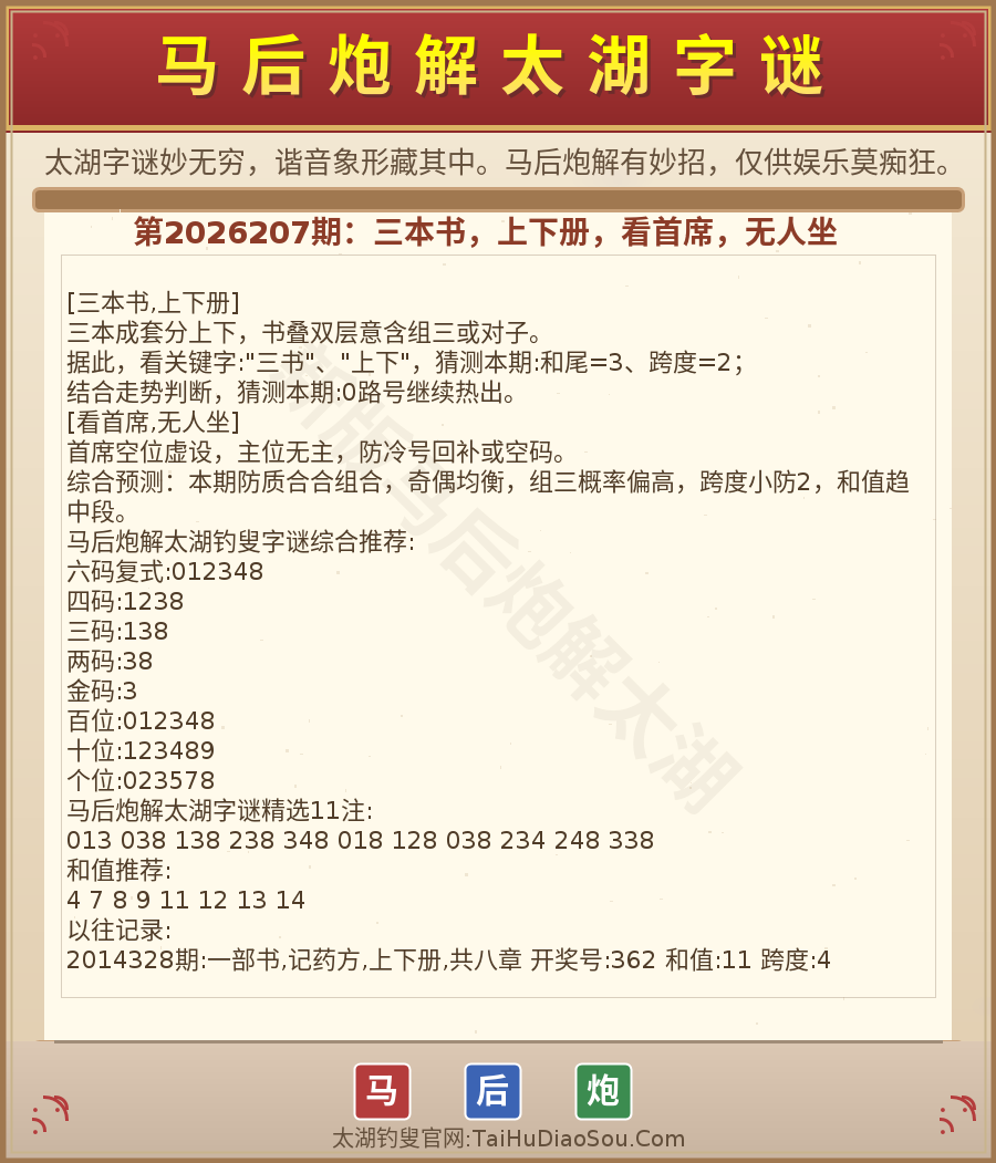 第2026012期太湖字谜图解