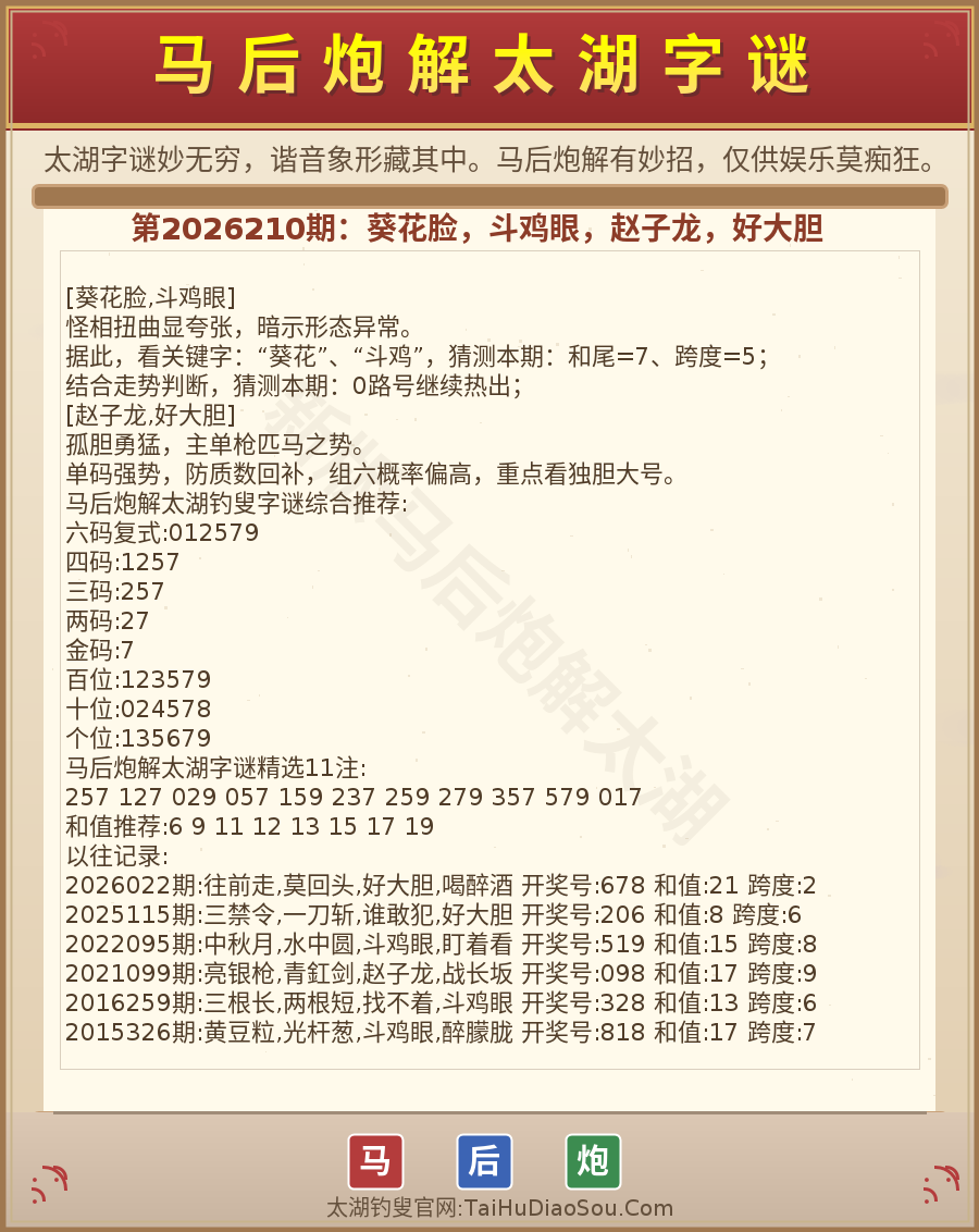 第2026012期太湖字谜图解