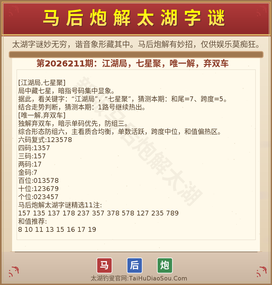 第2026012期太湖字谜图解