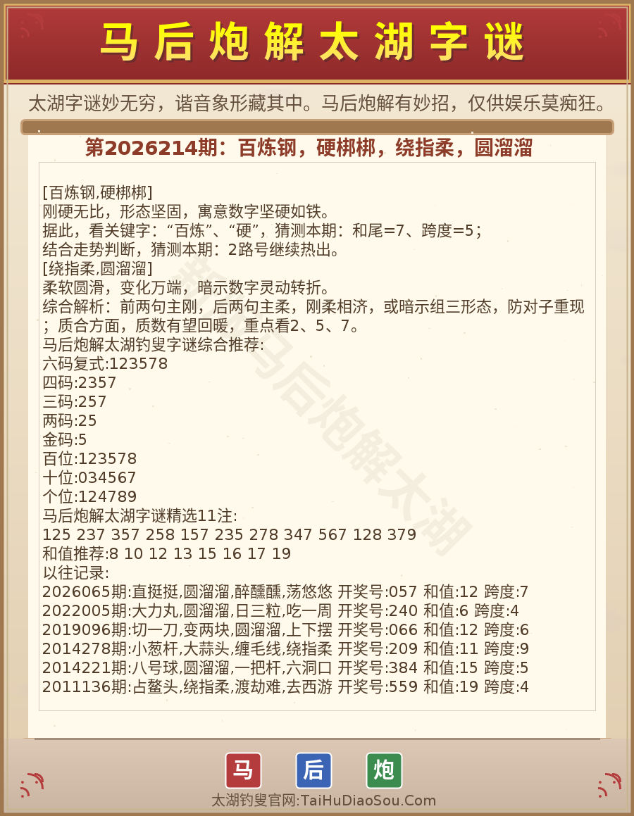 第2026012期太湖字谜图解