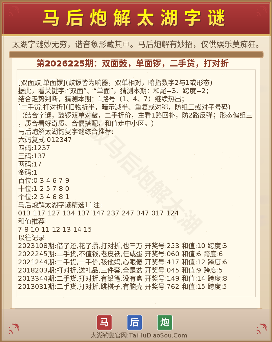 第2026012期太湖字谜图解