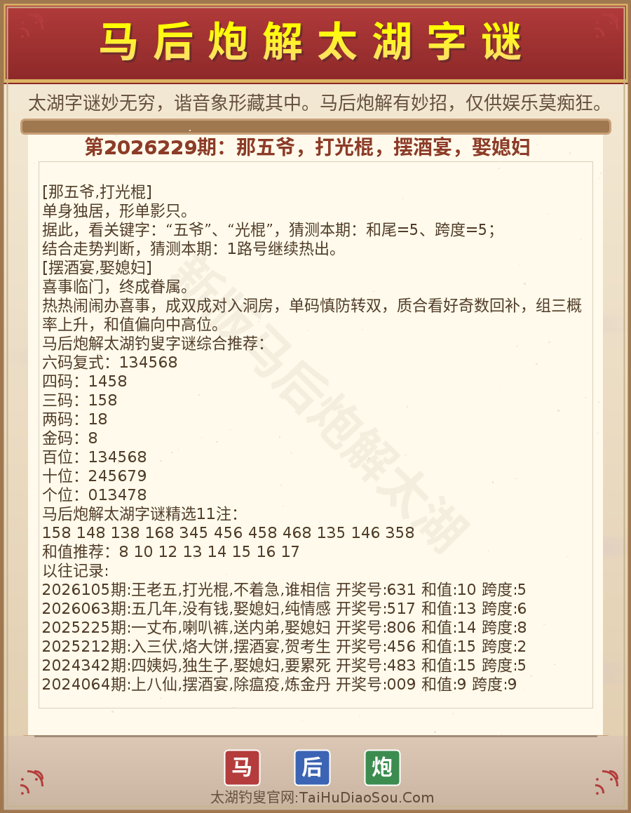 第2026012期太湖字谜图解