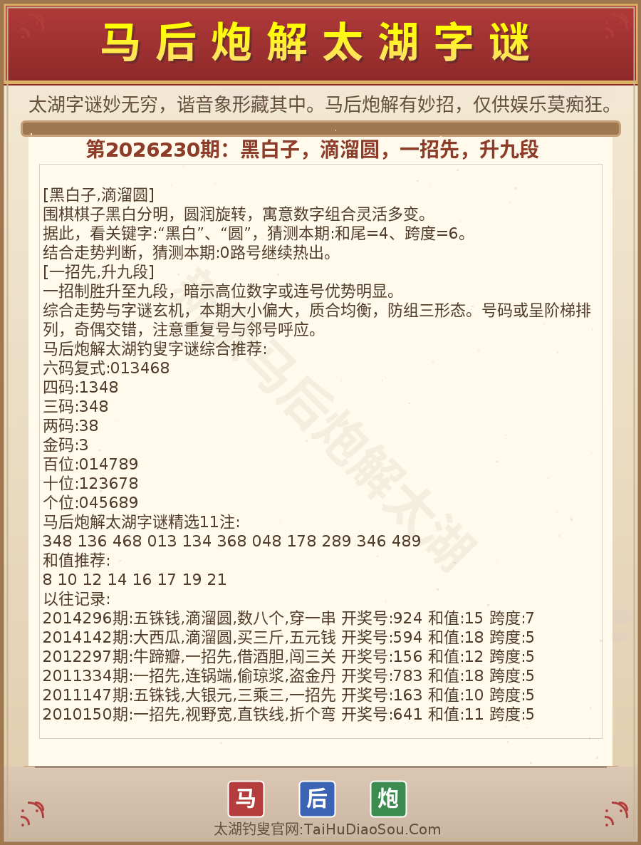 第2026012期太湖字谜图解